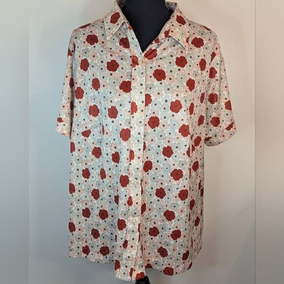 VTG Sears Floral 70s 80s Retro Preppy Prairiecore Western Top 44 - Picture 1 of 8